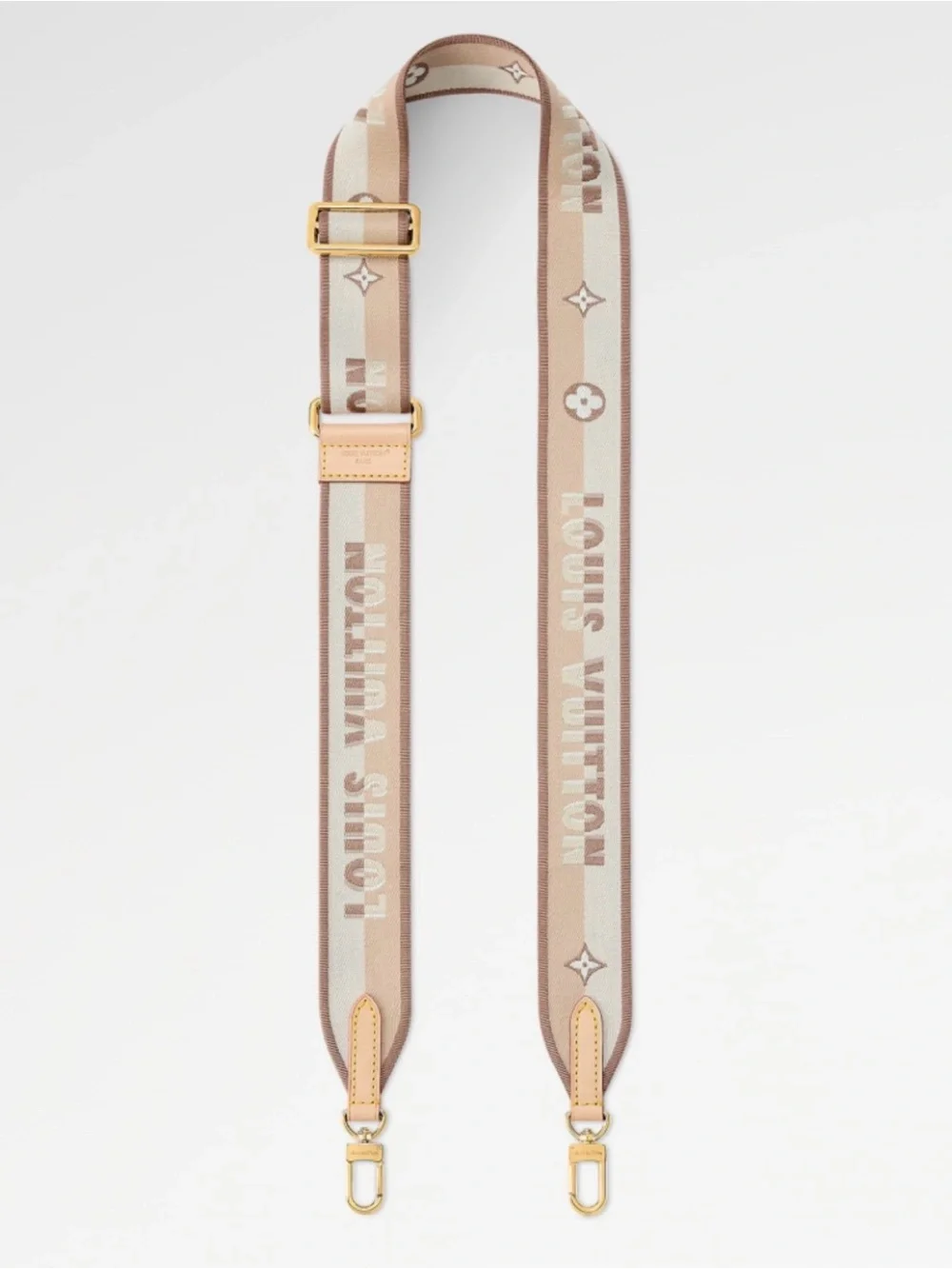 Authentic Louis Vuitton Jacquard Bandouliere Shoulder Strap Beige Gold Hardware